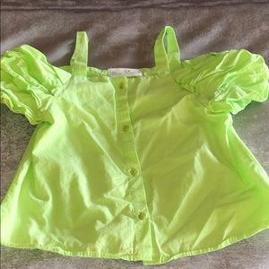 Adorable lime green open shoulder shirt from Zara